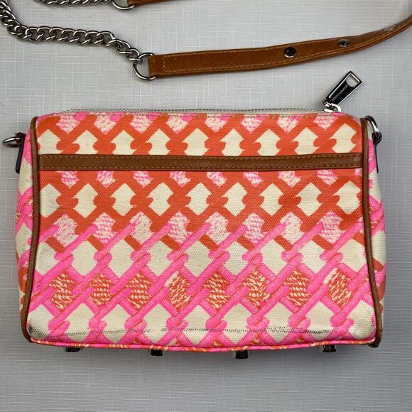 Rebecca Minkoff "MINI MAC" PINK + BROWN LEATHER Crossbody Bag! Long CHAIN STRAP - Picture 6 of 16